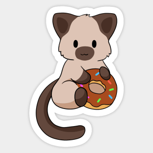 Siamese Cat with donut Sticker